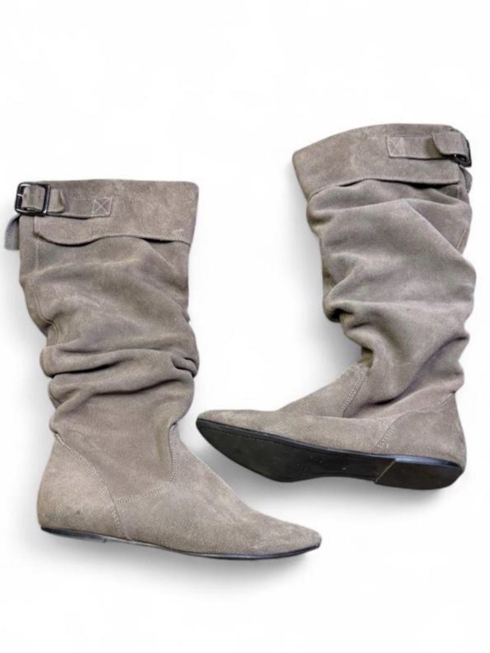Steve Madden Tyller Grey Suede Slouch Flat Boots Size 6.5